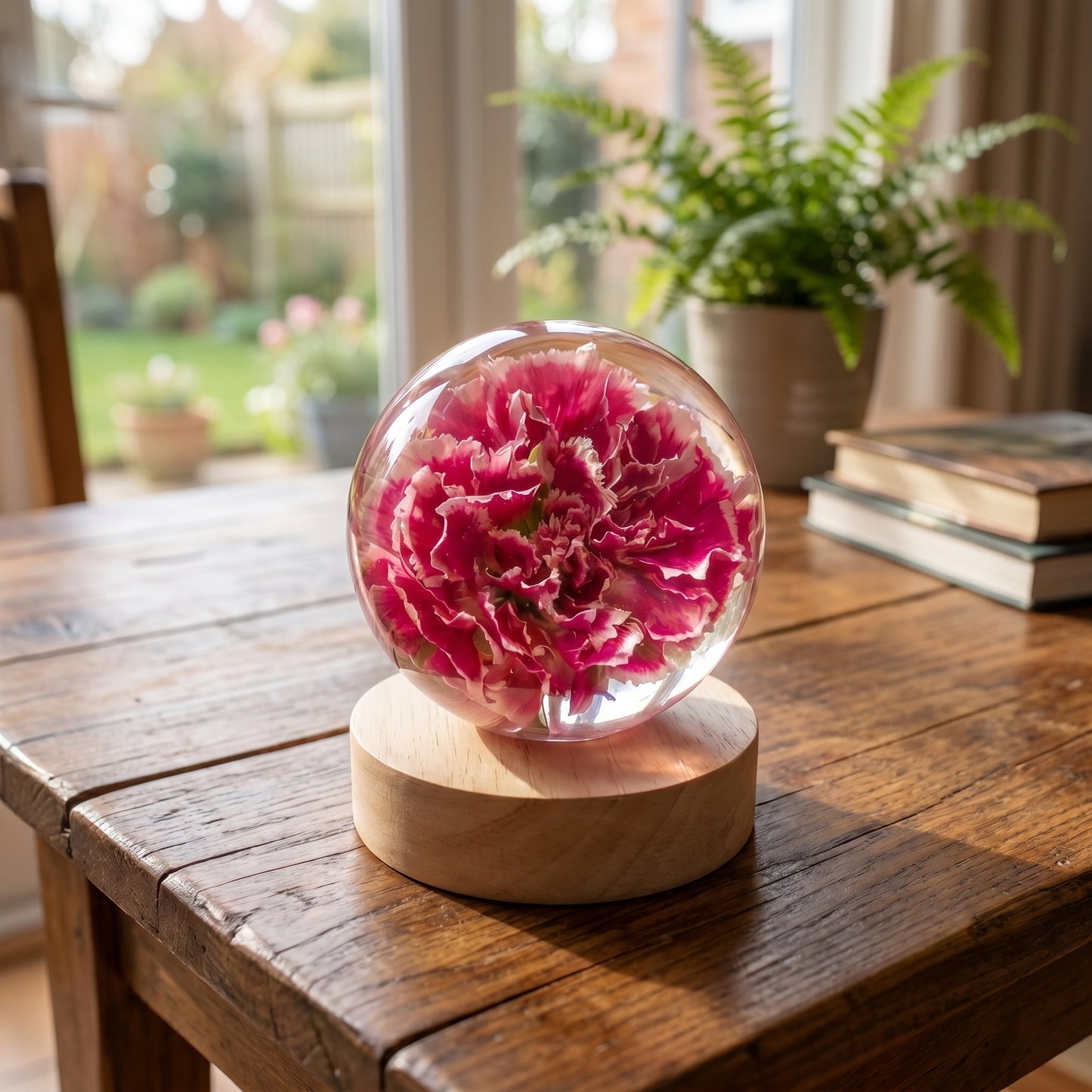 Hand-Poured Flower Resin Lamp